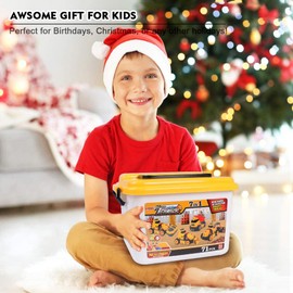 FLY2SKY 7 in 1 Take Apart Toys with Electric Drill Take Apart Truck Toys Construction Set DIY Engineering Building Toy Push Go STEM Toy Gift for Boys Toys Ages 4-7 Years Old