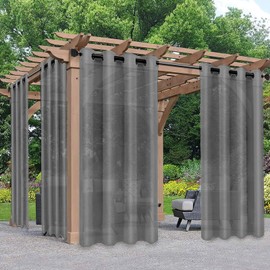 Outdoor Curtain, Transparent Outdoor Curtains with Eyelets, Set of 2, H 210 x W 134 cm, Curtains Privacy Screen, Balcony Curtains, Sun Protection, Outdoor Curtain for Gazebo, Living Room, Patio