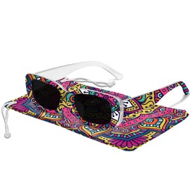 Miwasion Rectangle Sunglasses for Women Trendy Retro Fashion Sunglasses UV Protection Rectangle Frame(Pink-Bohemian)