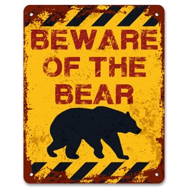 Print Crafted - Beware Of The Bear | Vintage Metal Garden Warning Sign
