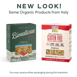 Bionaturae Fusilli Pasta Noodles - Gluten Free Pasta Organic, Rice & Lentil Pasta, Kosher Certified, High Protein, Non-GMO, Fusilli Pasta Organic, Crafted in Italy - 12 Oz, 12 Pack