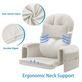 MABOZOO 6 PCS Glider Rocker Replacement Cushions with Storage Side Pocket,Foam & Microfiber Filling, Non-Slip & Washable,Thickened & Supportive Velvet Rocking Chair Cushion Set(Beige)