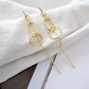 Circle Dangle Tassel 14K Gold Plated Earrings with S925 Sterling