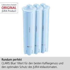 JURA Originale – CLARIS Blue+ cartuccia filtrante con il Plus di igiene – Certificazione TÜV – Confezione da 3 – 24231