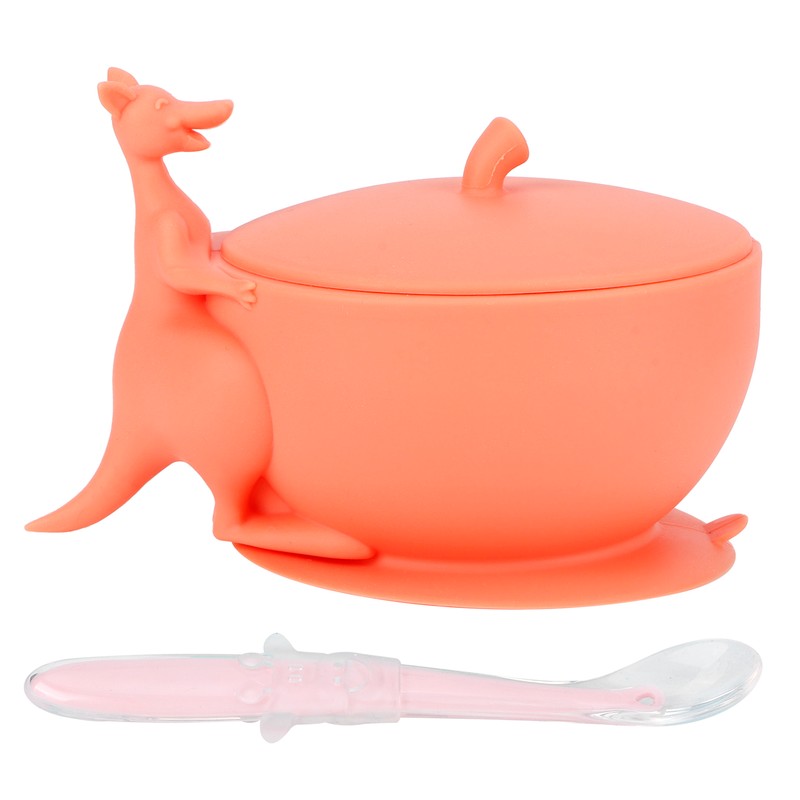 Cute Silicone Baby Feeding Bowl Spoon Set with Suction Base