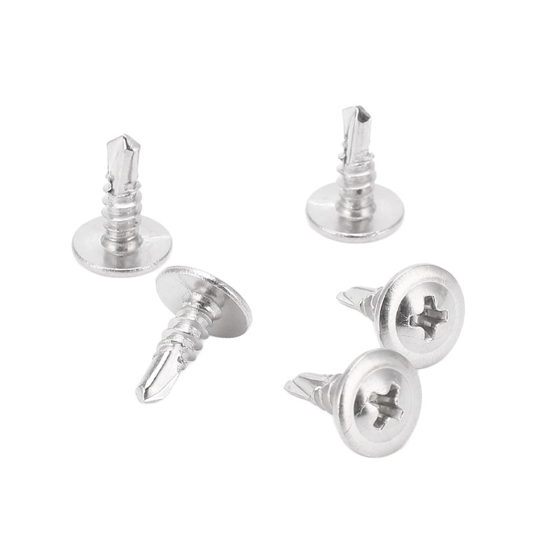 200Pcs Self Drilling Screw M4.2x13 Round Washer Head Stainless Steel
