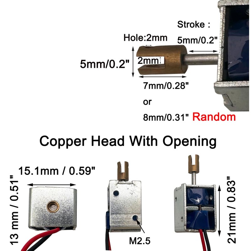 2PCS Mini Push Pull Linear Solenoid Electromagnet 5mm Stroke Open