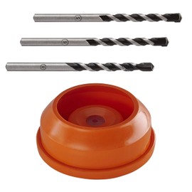 wolfcraft Professional Concrete Drill Bit Set Carbide Tipped with Dust Catcher 4-Piece I 8640000 I For Low-Dust Drilling in Concrete, Artificial and Natural Stone