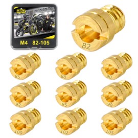 Area1 Universal Carburettor Nozzle Set M4, 4 mm Carburettor Main Nozzle Set, 82, 85, 88, 90, 92, 95, 98, 100, 102, 105 for GY6 China 4T 139 QMB/QMA (Type M4 / 82-105/10 Pieces)