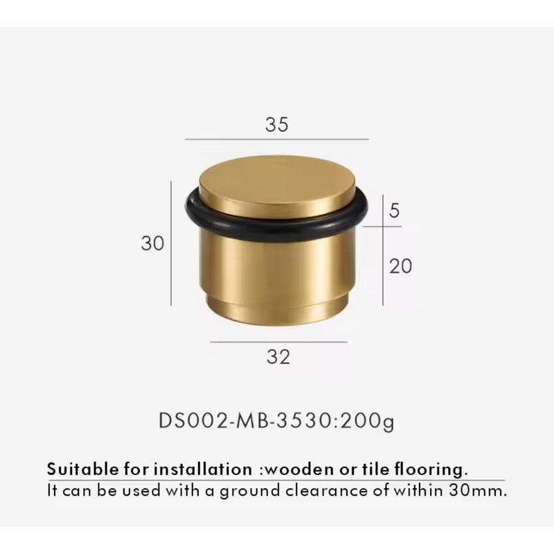Brass Door Stopper - Matte Gold, Antique Bronze & Nickel