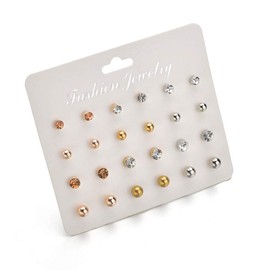 CZ Stud Pearl Earrings for Women Simulated Diamond Cubic Zirconia Earring Set Ear Studs Earring for Birthday Christmas Gifts Gold Silver 12 Pairs