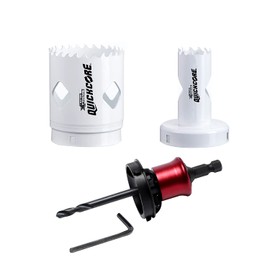 Disston QUICKCORE Door Lock Installation Kit Bi-Metal Hole Saw with 1”, 2-1/8” & 3/8" Arbor Cuts Wood, Metal, Plastic and Stainless Steel. E0100243