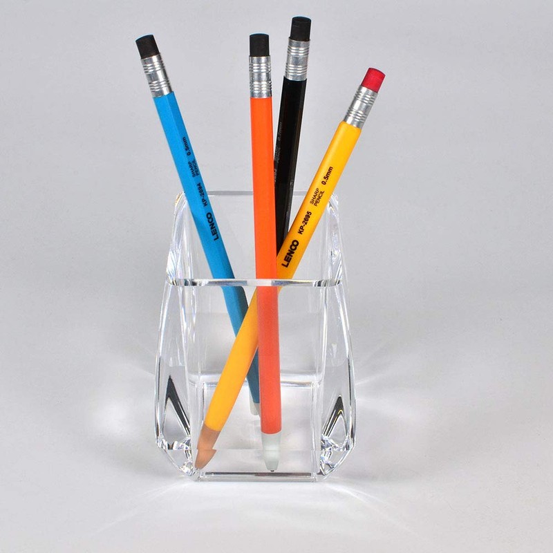 COM. TOP - Acrylic Pen Holder, Clear Desk Pen Cup,