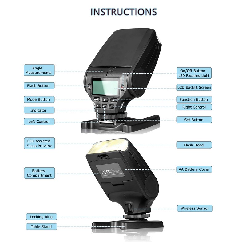 Bounce, Swivel Head Compact Flash Compatible with Nikon D850 (i-TTL