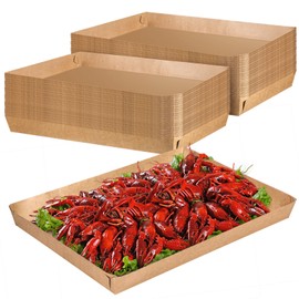 Havawish 60 Pack 14 Inch Disposable Food Trays Extra Large Paper Plates Kraft Paper Disposable Food Trays for Party Serving Crawfish BBQ Holiday Feast Seafood Supplies | Havawish