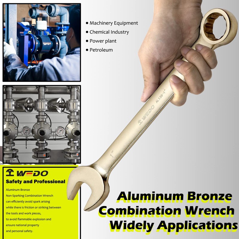 WEDO Non-Sparking Combination Wrench, Spark-free Safety Combination Spanner, Aluminum Bronze,