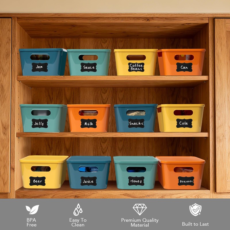 Tiawudi 12 Pack 4.5L Storage Bins with Lids, Plastic Storage