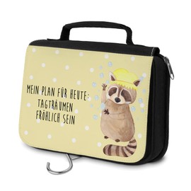 Mr. & Mrs. Panda Washbag Raccoon, yellow, Hand Drawn