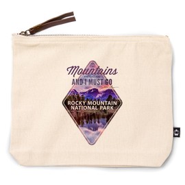 Lantern Press Rocky Mountain National Park, Colorado, John Muir Quote, Sunset and Lake, 100% Cotton Zipper Pouch, Travel Accessory, Go Bag