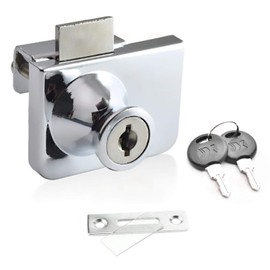 Glass Cabinet Door Lock, Double Single Open Glass Doors Display Cabinet Safety Lock, Suitable for 0.2-0.31 Inch Glass Doors, Separate Key No Drilling, Zinc Alloy