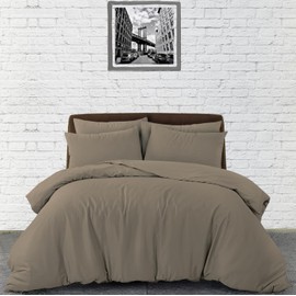 Bronwen Mathews Single Duvet Cover Set Deep Taupe - Soft & Breathable Microfibre Duvet Cover with 1 Pillowcase, Easy Care Wrinkle Free Single Bedding Set of 2 Pcs (Deep Taupe, Single Duvet Set)