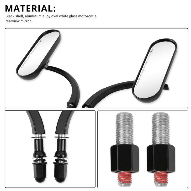 8mm 10mm Motorcycle Mini Black Sportster Mirrors Compatible with Honda