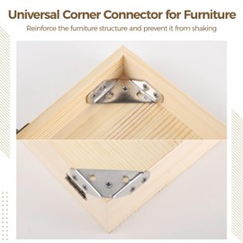 24 PCS Universal Stainless Steel Furniture Corner Connector with Screws，Angle Fasten Connectors, Trapeziform Corner Bracket Brace, Stainless Steel Triangle for Cabinets, Shelves, Tables, Chairs