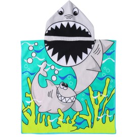 ARNUAETY Shark Beach Towel with Hood for Boys Girls Cute Kids Hooded Bath Towel Toddler Swim Pool Cover Up for 2-4 Years