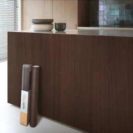 17.3" x 197" Deep Dark Walnut Wood Grain Contact Paper - Thick Waterproof Peel and Stick Vinyl Wrap for Furniture & Cabinets, Matte Smooth Finish Decorative Film