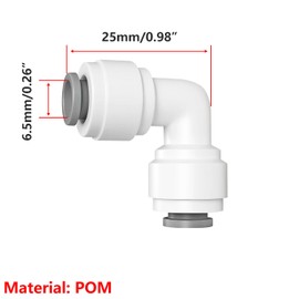 Ctyjia RO Water Filter Fitting, 1/4 Inch Pushfit Straight Connection, 1/4 Inch 90 Degree Angle Pipe Connector, for Fridge Hose, Reverse Osmosis Systems, Pack of 2