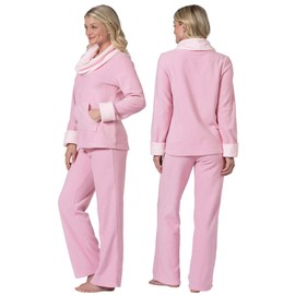 PajamaGram Women's Pajamas Super Soft - Fleece Pajamas Women, Pink, M, 8-10