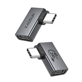 XAOSUN Adaptador USB C de Ángulo Recto, USB C a C de 90 Grados, Thunderbolt 4 para MacBook, Tablet, Docks, Steam Deck (Paquete de 2)