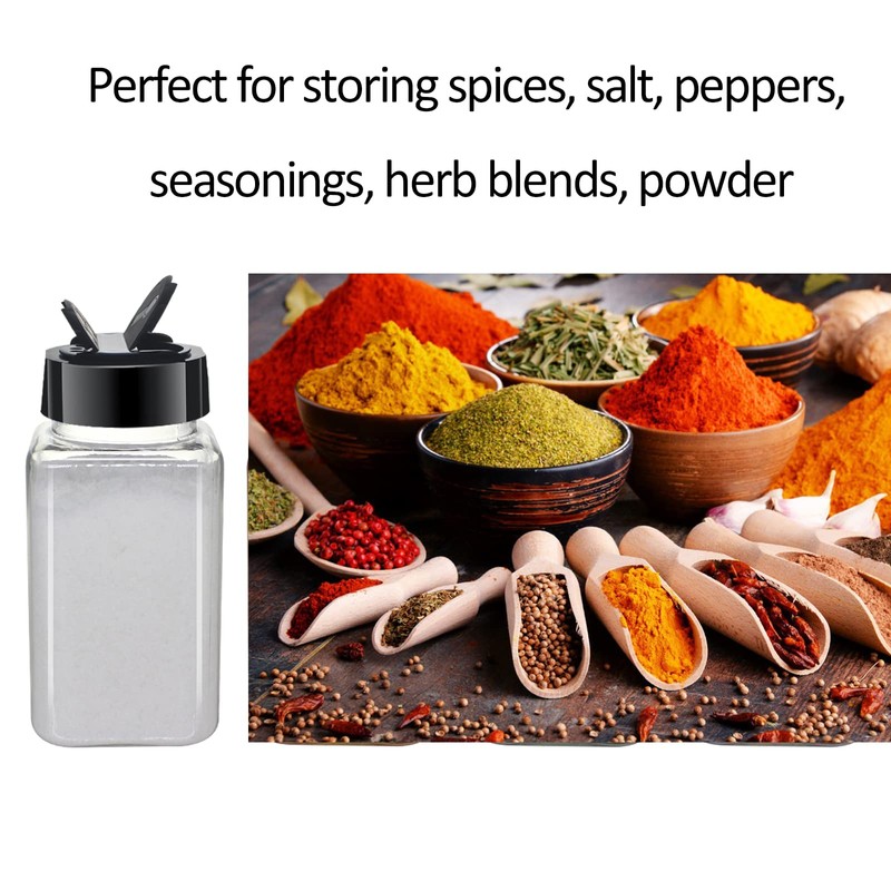 BPFY 24 Pack 4oz Clear Plastic Spice Jars with Black
