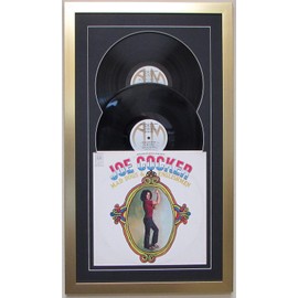Frame My Collection Record Album Double Vinyl LP Frame Display Featuring Black Matting Juke Box Style Design (Brushed Gold Frame)
