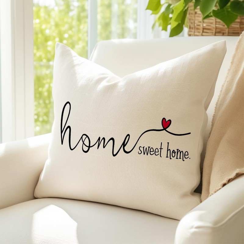 RABUSOFA Home Sweet Home Quotes Throw Pillow Covers,18x18 Inch Farmhouse