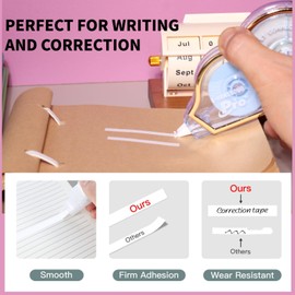 WISOPTUS 2PCS Correction Tape with Gold Edging, Totally 262 feet Ultra-Long White Correction Tape for Smooth, Precise and Whisper-Quiet Mistake Fixing, Blue/Cyan