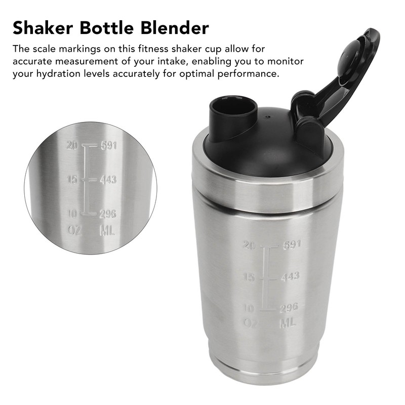 Shaker Bottle Stainless Steel Protein Shaker with Scales Portable Shaker