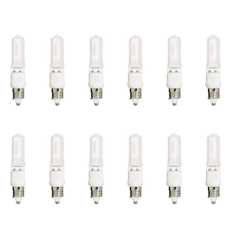 Satco S1916-12PK Halogen T4 Mini-Candelabra Light Bulb, 100 Watts, 2700K,