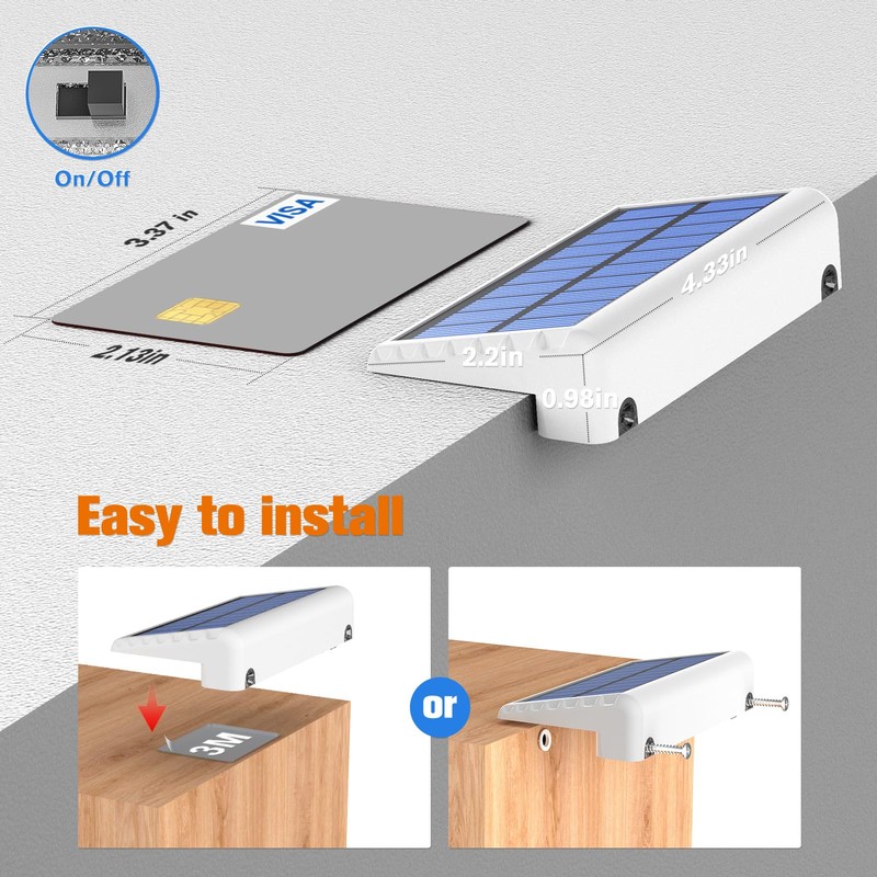 NIORSUN Solar Fence Lights Outdoor 8 Pack, IP65 Waterproof Large