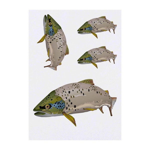 Azeeda 4 x 'Braune Forelle' Temporäre Tattoos - Wasserfest, Hautfreundlich