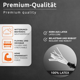 ECENCE Bungee Cords with Carabiner Clips - 2 Pack - Expanders Straps with Carabiner Hooks, 1x 31.5inch + 1x 39.37inch Tension Cord for Bike Rack, Car, Luggage, Camping - Black