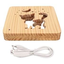 Dekorative Nachtlichter für , Katze Holz 3D LED-Licht Nachtlichter Hohlmuster Dekorative LED-Lampe für Schlafzimmer Tischlicht