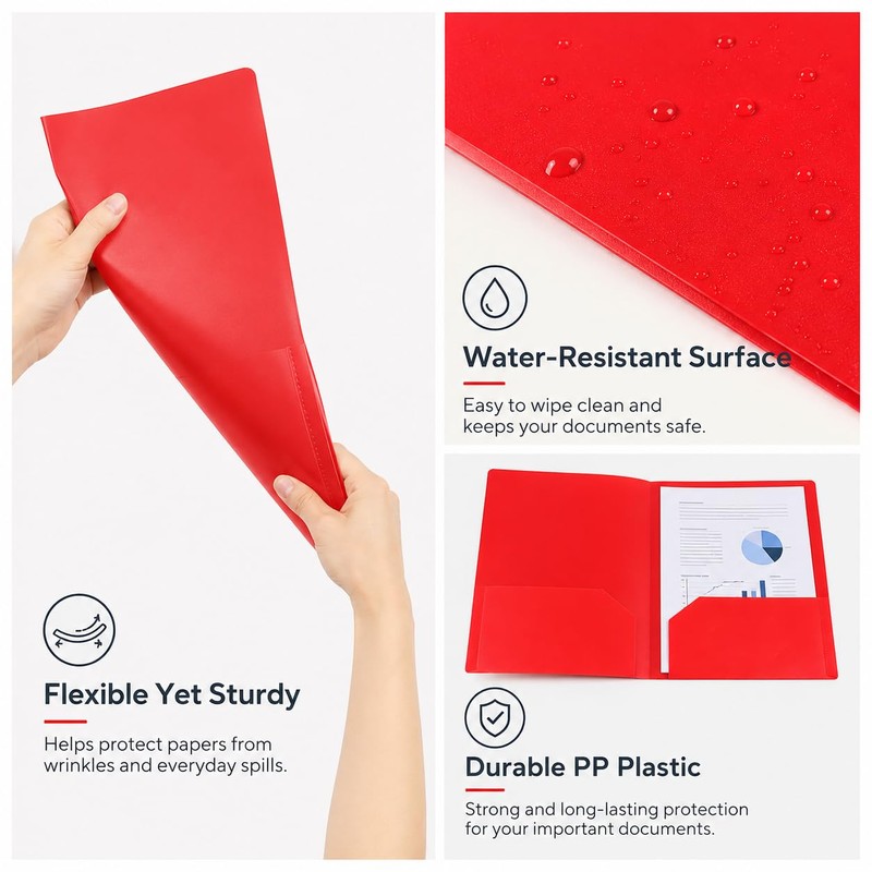 Cliory 6-Pack Two-Pocket Folders for Students & Office