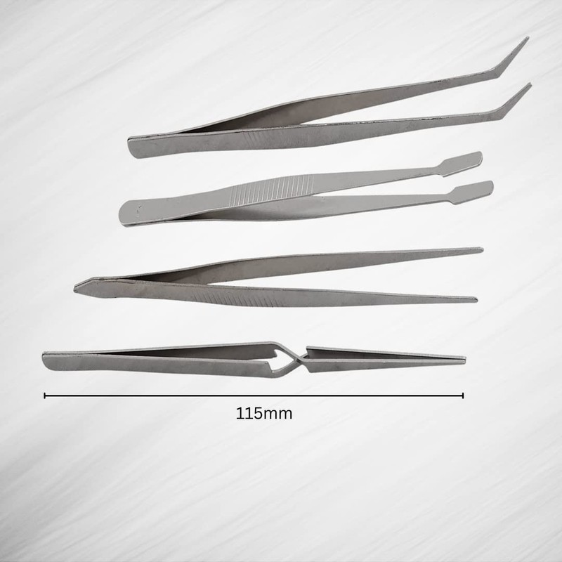 Invero® 4 Piece Stainless Steel Tweezer Set - Includes Needle,