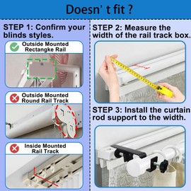 LAZTZQ Outside Integrated Blind Curtain Rod Bracket Accessories, 1.3 - 2.3 inches Wide Track, Tool - Free & Drill - Free, with Installation Guide and Curtain Magnet Buckle (Black, 4pcs)