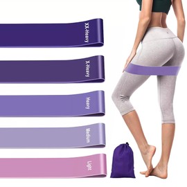 Resistance Bands, Set of 5 Skin-Friendly Exercise bands resistance for women & Men, 5 Strength Levels for Legs, Glutes, Arms Workouts, Includes Carry Bag for Yoga, Pilates & Home Fitness