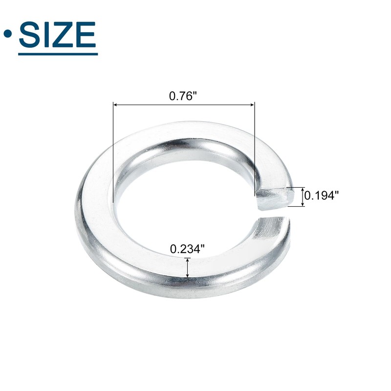 sourcing map 3/4" Split Lock Washer, 10Pcs Carbon Steel Spring