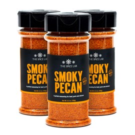 The Spice Lab Smoky BBQ Pecan Rub - 5.9 oz Shaker 3 Pack - Sweet Heat & Savory Pecan Spice - Smoky Barbecue Blend for Pork, Chicken, Beef & Vegetable Grilling - All-Natural Steak and Rib Rub – 7063