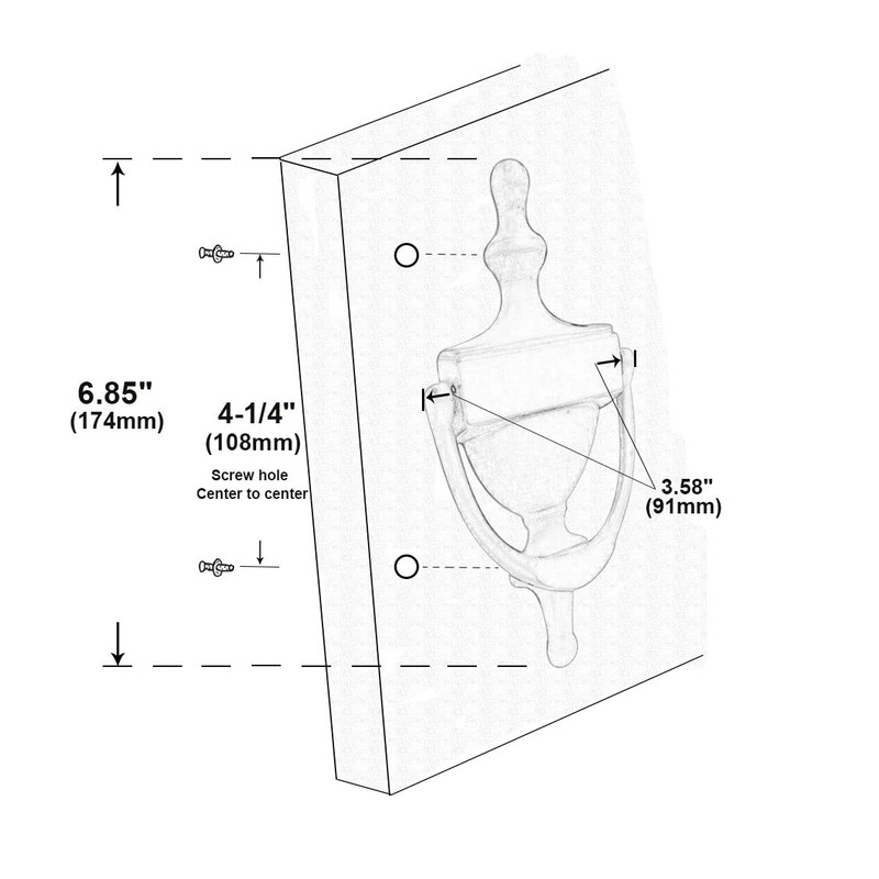 QCAA Solid Brass Door Knocker, 7", Polished Brass, Made in