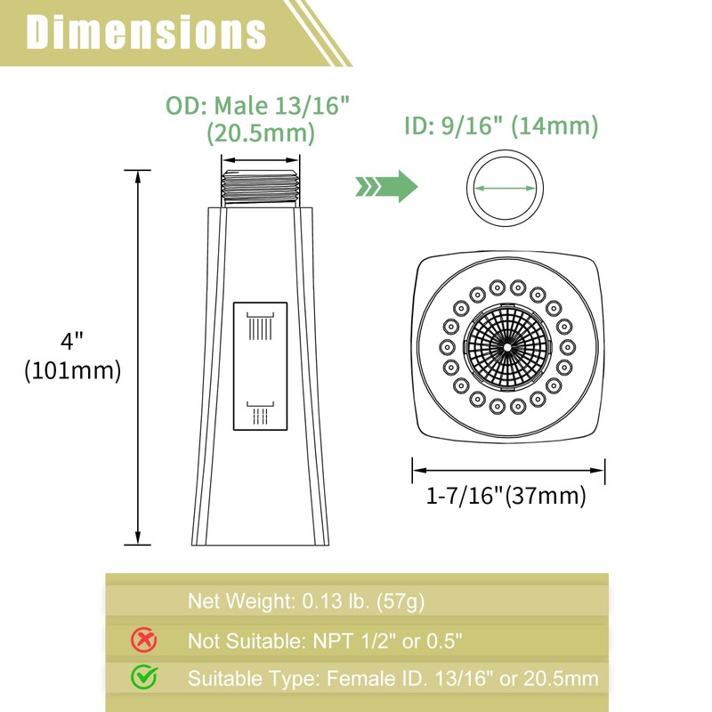 APLusee Kitchen Faucet Sprayer Head Pull Down, 2 Modes Pull